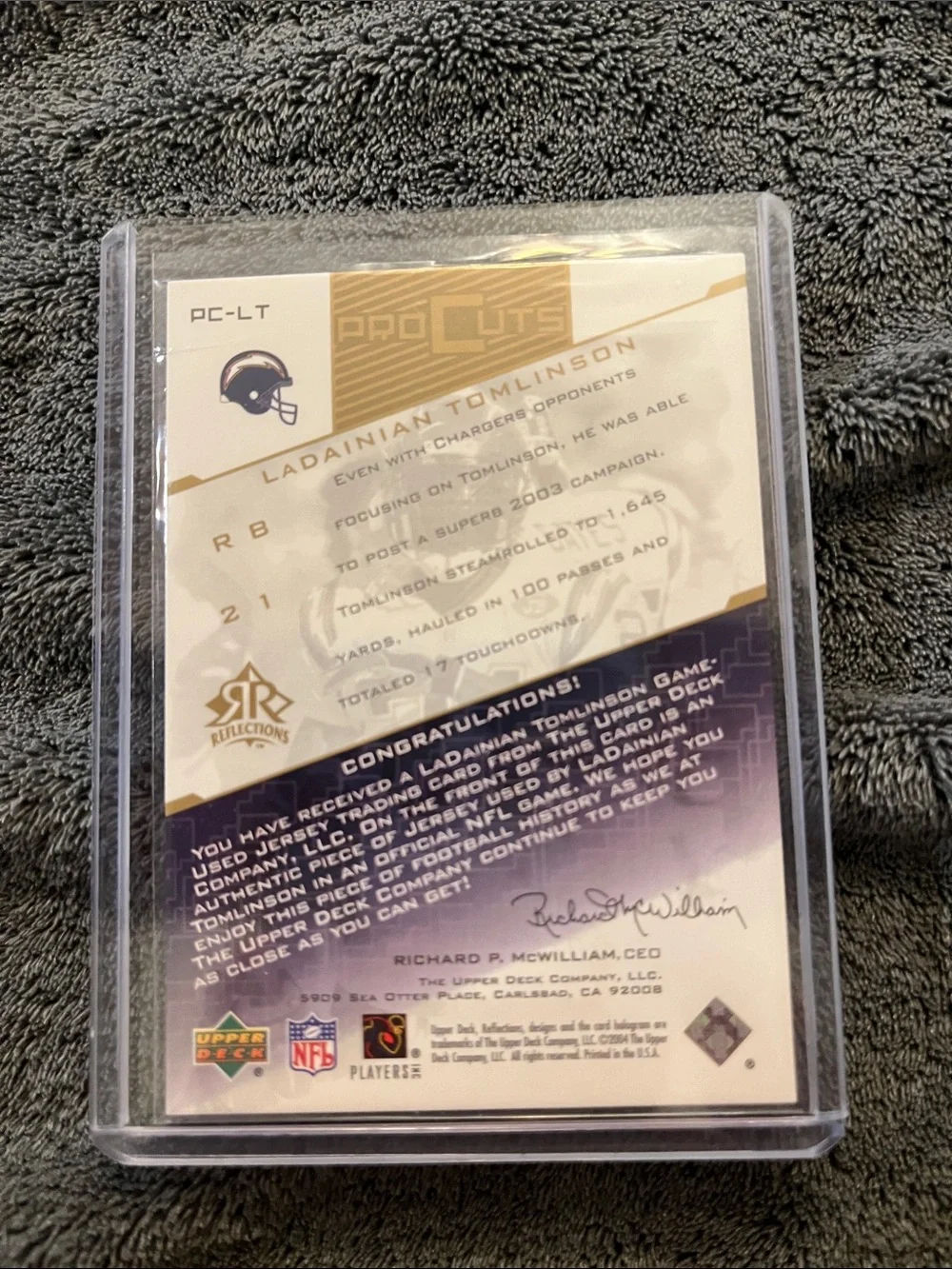 2004 upper deck reflections - Pro cut jerseys LaDainian Tomlinson #PC-LT